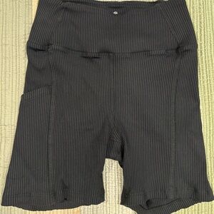 Year of Ours Black Ribbed Bike Shorts